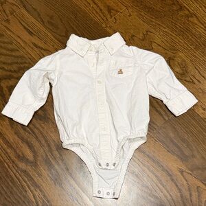 GAP White Oxford Long-Sleeve Baby Bodysuit